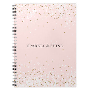 Blush Pink White Gold Confetti Glitz Sparkle Notitieboek
