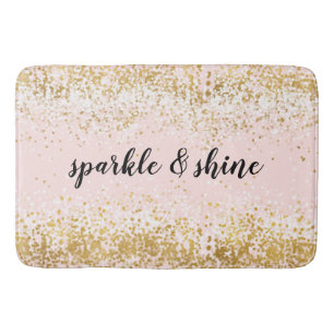Blush Pink White Gold Confetti Sparkle Badmat