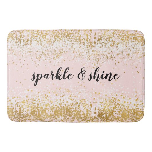 Blush Pink White Gold Confetti Sparkle Badmat (Voorkant)