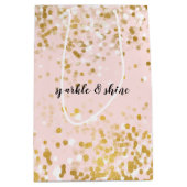 Blush Pink White Gold Confetti Sparkle Medium Cadeauzakje (Voorkant)