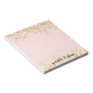 Blush Pink White Gold Confetti Sparkle Notitieblok