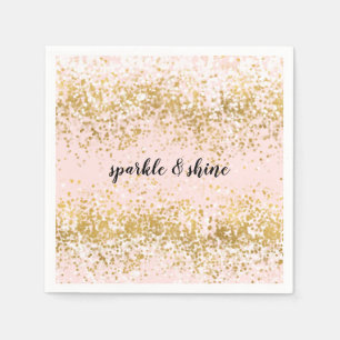 Blush Pink White Gold Confetti Sparkle Servet