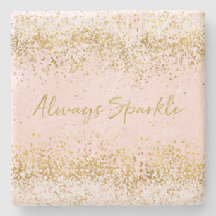 Blush Pink White Gold Confetti Sparkle Stenen Onderzetter