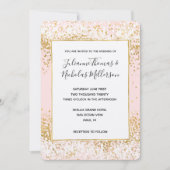 Blush Pink White Gold Confetti Wedding Invites Kaart (Voorkant)