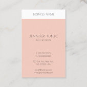 Blush Pink White Modern Elegant Simple Sjabloon Visitekaartje (Achterkant)