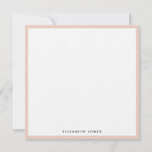 Blush Pink White Simple Modern Minimalist Square Notitiekaartje