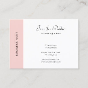 Blush Pink White Simple Sjabloon Elegant Visitekaartje