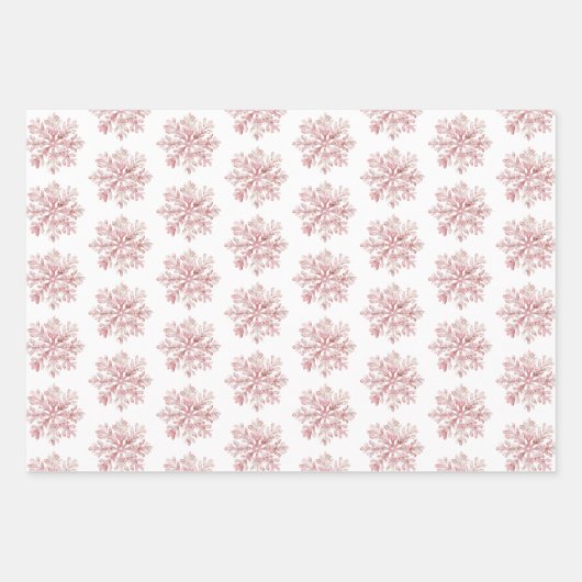 Blush Pink White Snowflakes Christmas Inpakpapier Vel (Voorkant 2)