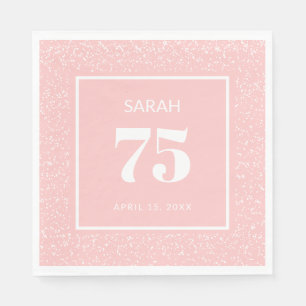 Blush Pink White Stardust Glitter 75th Birthday Servet