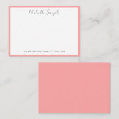 Blush Pink White Typography Script Name Minimalist Notitiekaartje (Voorkant / Achterkant)