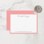 Blush Pink White Typography Script Name Minimalist Notitiekaartje (Voorkant / Achterkant in situ)