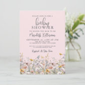 Blush Pink Wildflower Baby Shower Kaart (Staand voorkant)