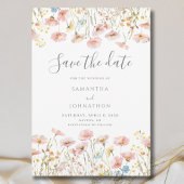 Blush Pink Wildflower Bloemen bruiloft Save The Date