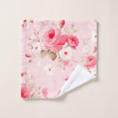 Blush Pink Wildflower Floral Bad Handdoek (Wasdoekje)