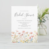 Blush Pink Wildflower Floral Bridal Shower Kaart (Staand voorkant)