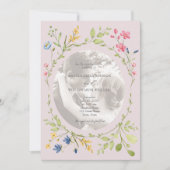 Blush Pink Wildflower Photo Wedding Kaart (Voorkant)