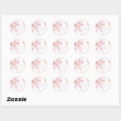 Blush Pink Wildflower Pink Bow Dank u Ronde Sticker (Vel)