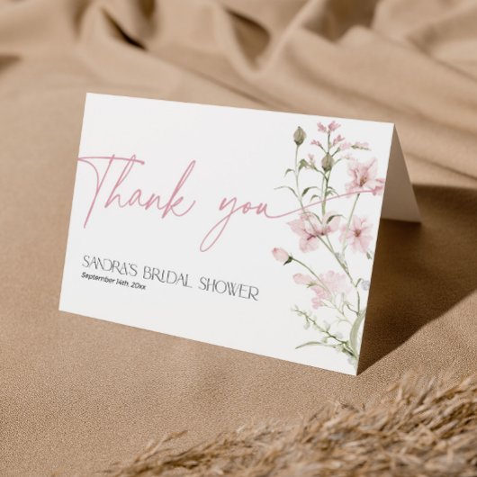 Blush Pink Wildflower Vrijgezellenfeest Gevouwen Bedankkaart