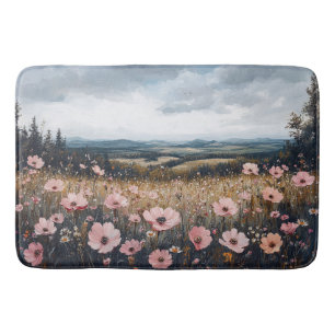 Blush Pink Wildflowers Landschap Badmat