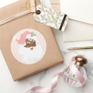 Blush Pink Winking Black Kerstmis Ronde Sticker