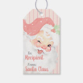 Blush Pink  Winking Santa Claus Kerstmis Cadeaulabel (Voorkant)