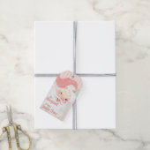 Blush Pink  Winking Santa Claus Kerstmis Cadeaulabel (Met Touw)