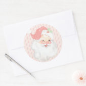 Blush Pink Winking Santa Claus Kerstmis Ronde Sticker (Envelop)