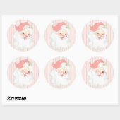 Blush Pink Winking Santa Claus Kerstmis Ronde Sticker (Vel)