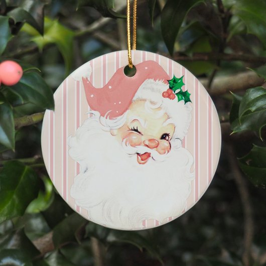 Blush Pink  Winking Santa Kerstboom Keramisch Ornament