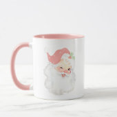 Blush Pink Winking Santa Kerstmis Mok (Links)