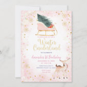 Blush Pink Winter Onederland Birthday Uitnodiging (Voorkant)