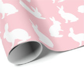 Blush Pink With White Bunny Pattern Lovely Easter Cadeaupapier (Rol Hoek)