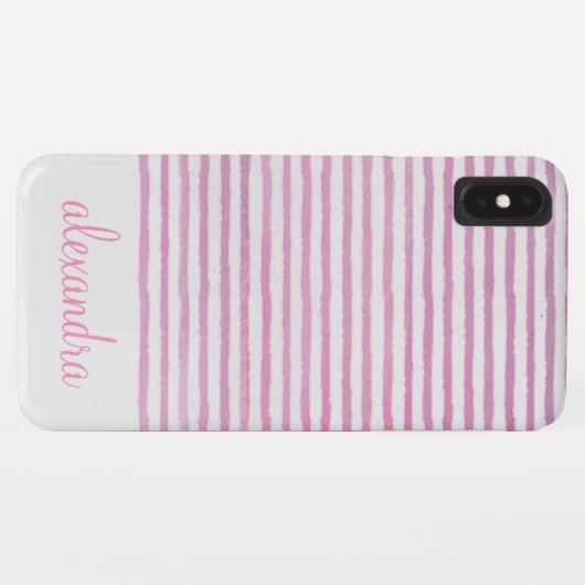 Blush Pink - Witte Girly Waterverf Stripes Case-Mate iPhone Case (Achterkant (horizontaal))