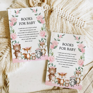 Blush Pink Woodland Animal Books for Baby Girl Informatiekaartje