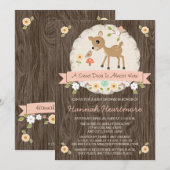 BLUSH PINK WOODLAND DEER BABY SHOWER KAART (Voorkant / Achterkant)