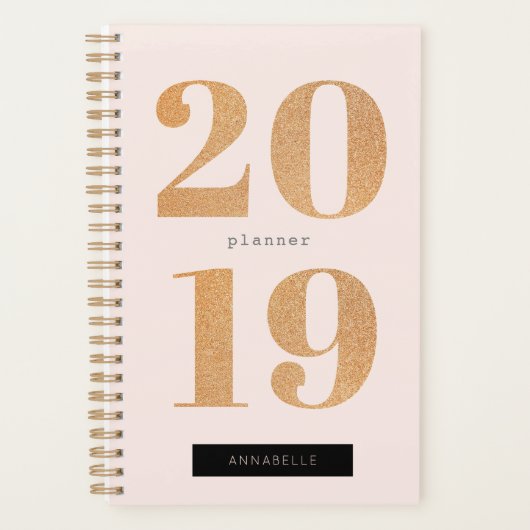 Blush Pink x Glitter Roos Gold 2019 Planner (Voorkant)