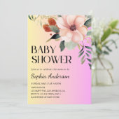 Blush Pink & Yellow Floral Baby Shower Invitation (Debout devant)