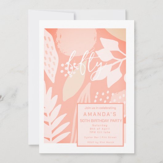 Blush Pinks Natuur 50th Birthday Invite Kaart (Voorkant)