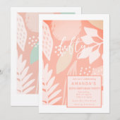 Blush Pinks Natuur 50th Birthday Invite Kaart (Voorkant / Achterkant)