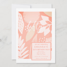 Blush Pinks Natuur 50th Birthday Invite Kaart