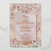 Blush Pioen Bruiloft Folie Menu Kaart (Voorkant)