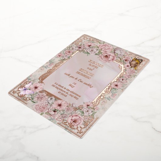  Blush Pioen Bruiloft Folie Uitnodiging (Gedraaid)