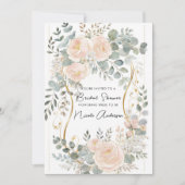 Blush Pioen & Eucalyptus Botanische Bloem Bruids- Kaart (Voorkant)