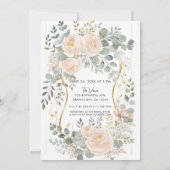 Blush Pioen & Eucalyptus Botanische Bloem Bruids- Kaart (Achterkant)