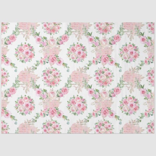 Blush pioen floral decoupage Tissue Paper Tissuepapier (Voorkant)