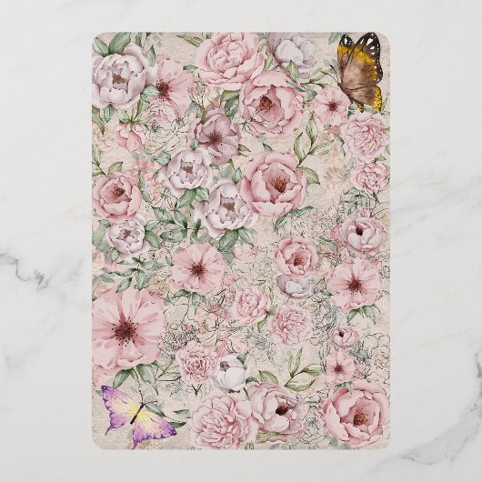 Blush Pioen Folie Behuizing Kaart (Achterkant)