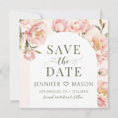 Blush pioenen Bewaar de datum foto uitnodiging (Achterkant)