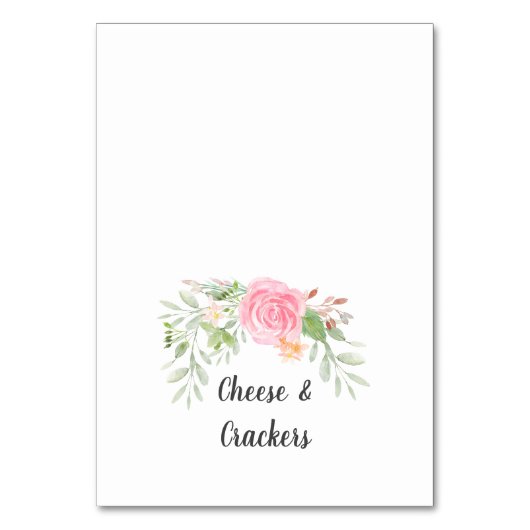 Blush Pioenrozen Buffet Etiketten Kaart (Voorkant)