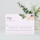 Blush Plum Bloemen Bruiloft Voedsel Allergie RSVP  (Staand voorkant)