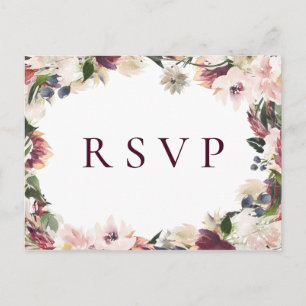 Blush Plum Floral Wedding RSVP Song Aanvraag Uitnodiging Briefkaart